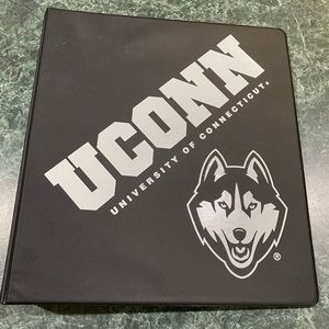 NCAA UConn Huskies Black 3-Ring Binder NEVER USED